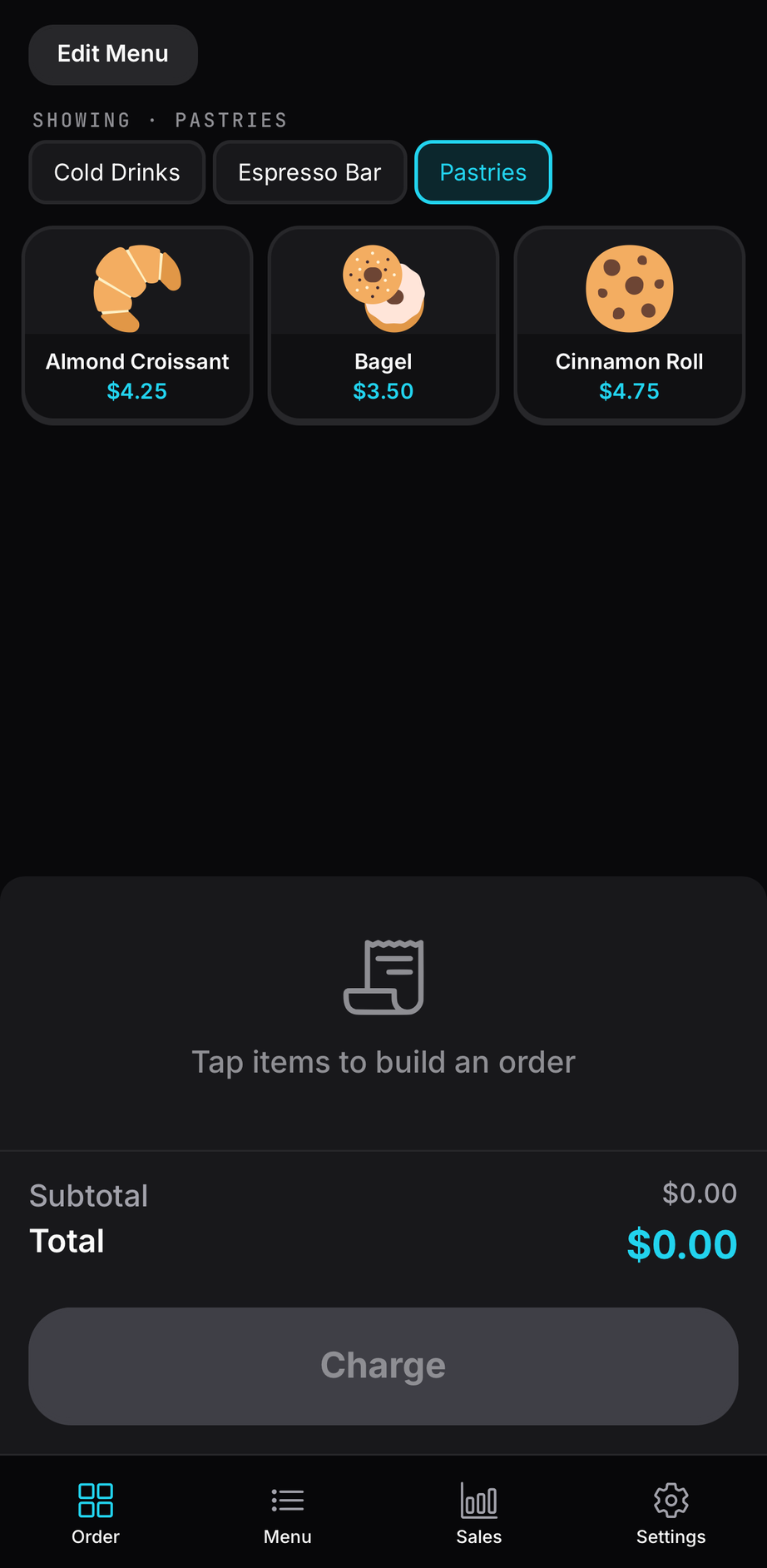 QSR mode filtering by Pastries category